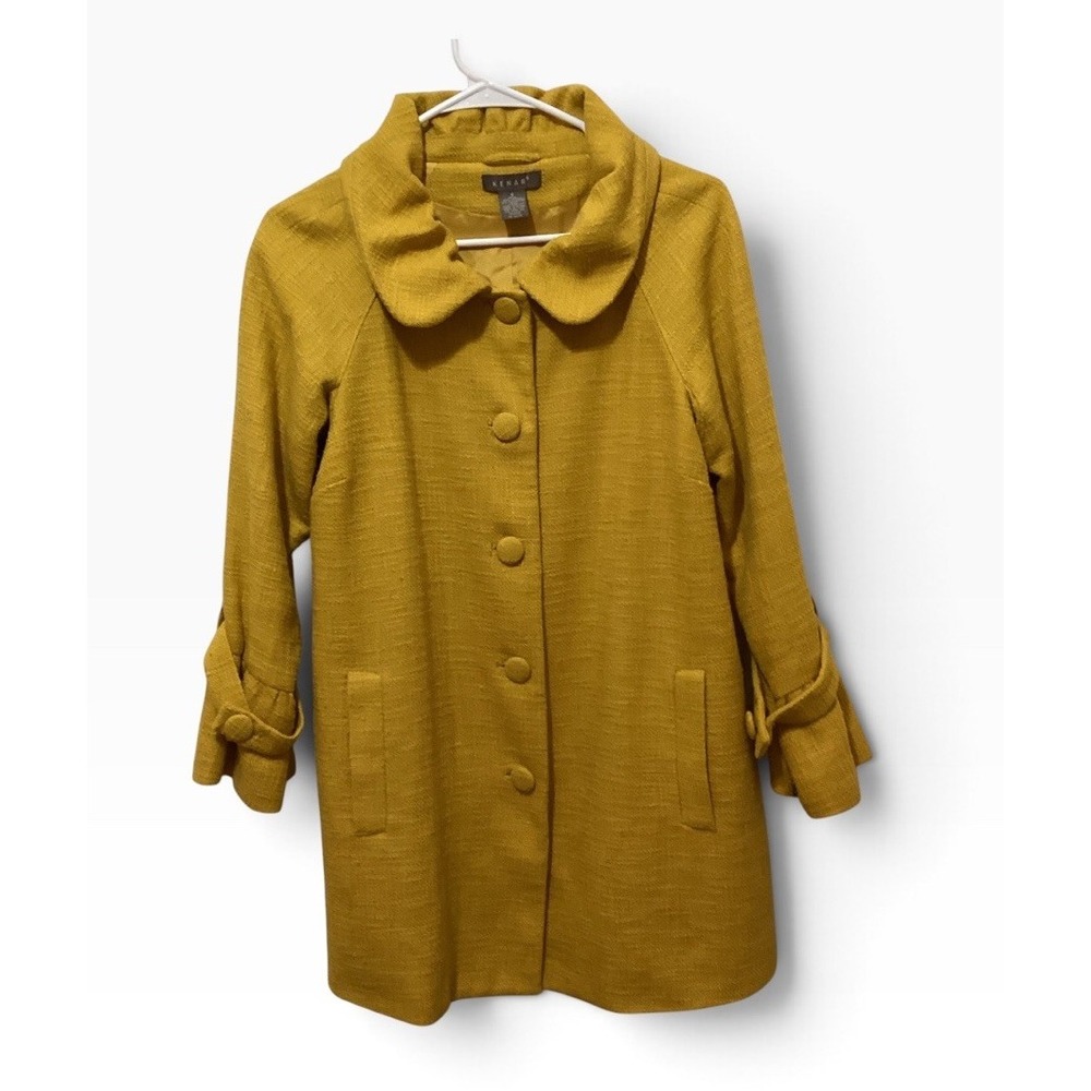 Kenar Jacket Womens 6 Mustard Yellow Cotton Blend Peter Pan Collar Retro